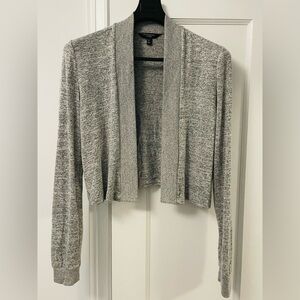 Banana Republic Heather Gray Open-Front Cropped Sweater